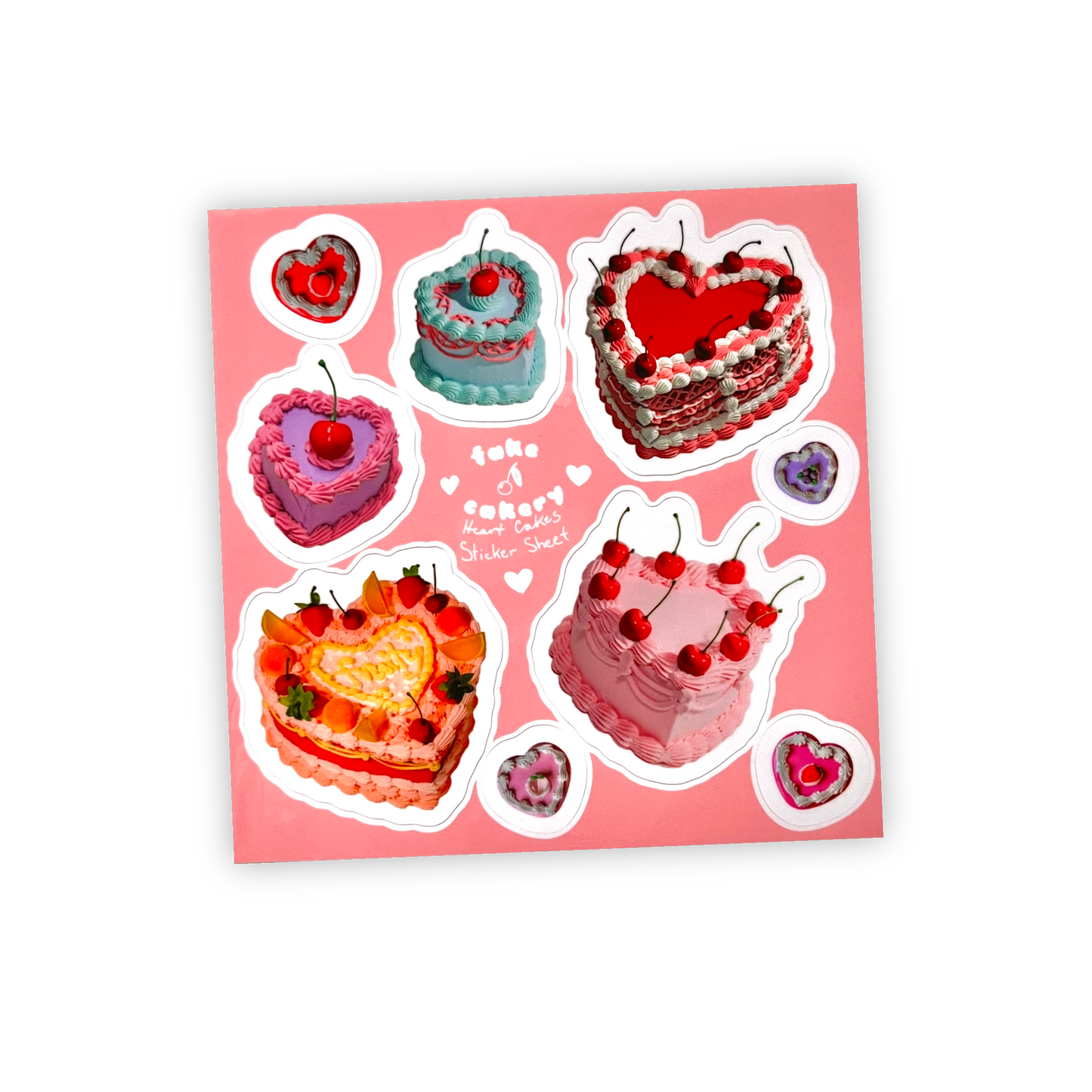 Heart cakes sticker sheet