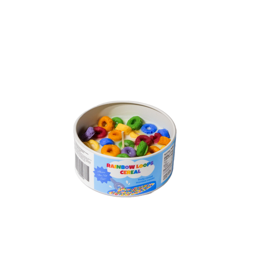 Rainbow loops cereal candle