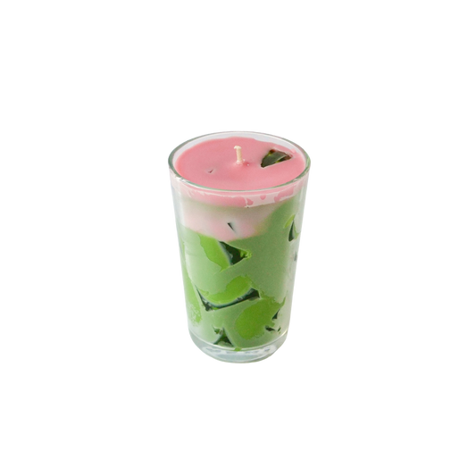 Iced strawberry matcha latte candle