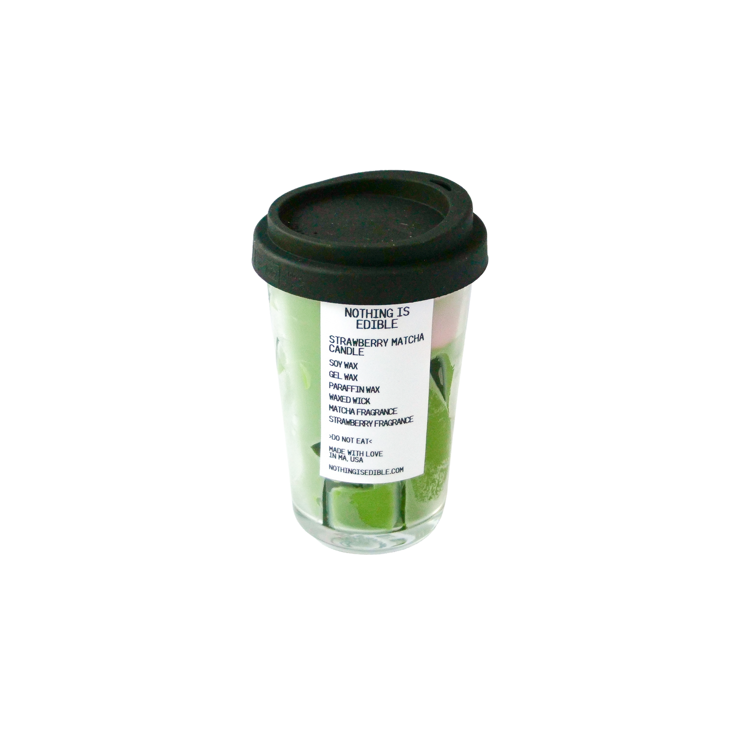 Iced strawberry matcha latte candle