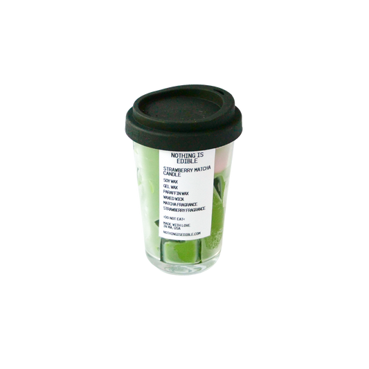 Iced strawberry matcha latte candle