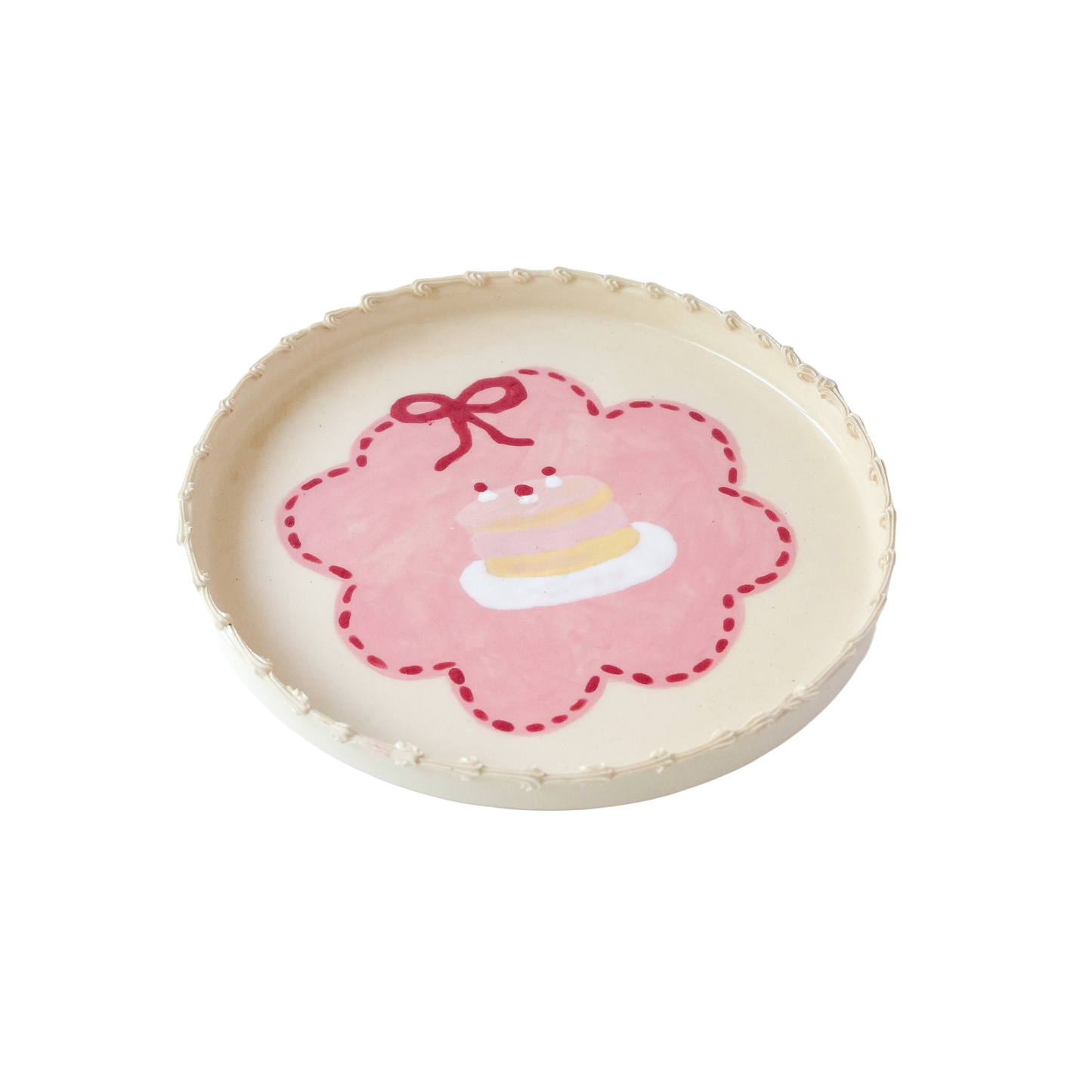 Large Pink Cake Plate
