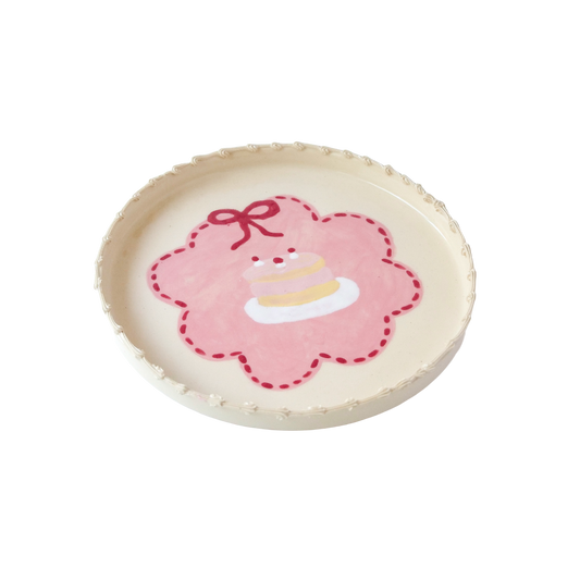 Large Pink Cake Plate