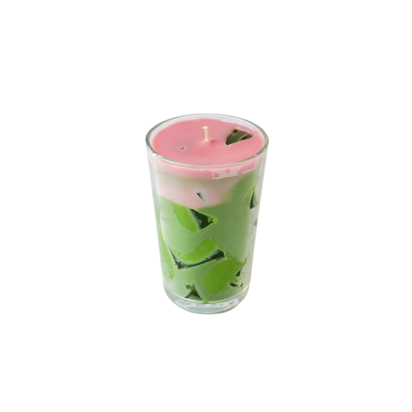Iced strawberry matcha latte candle